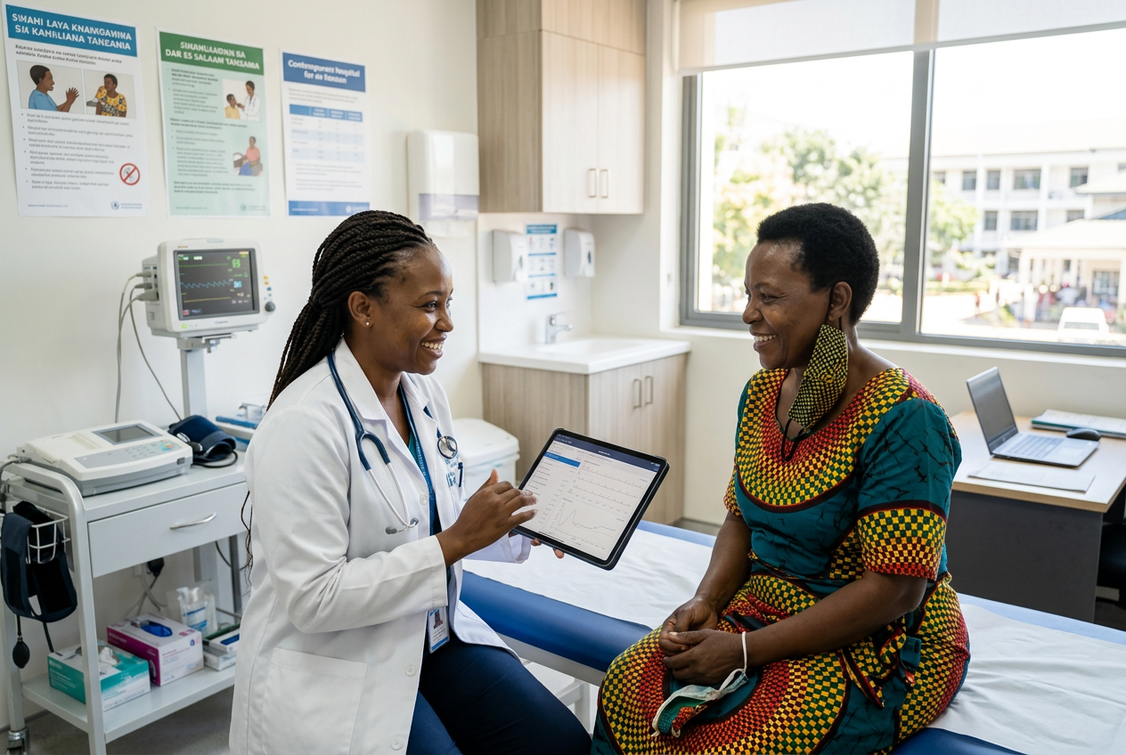 Doctor reviewing patient records on a tablet